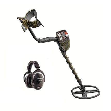 Detector de Metales AT MAX camuflado + 1 bobina 8.5×11″ DD + audífono bluetooth MS-3 Z-Lynk
